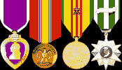 Purple Heart, National Defense, Vietnam Service, Vietnam Campaign medals phndvsvc.gif